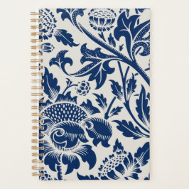 Agenda Padrão floral azul intricado em fundo claro