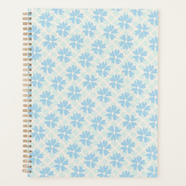 Agenda Padrão Floral Azul Pastel bonito (Frente)