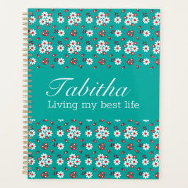 Agenda Padrão Floral bonito em Aqua