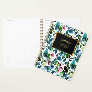 Agenda Padrão floral botânico aquarela pessoal