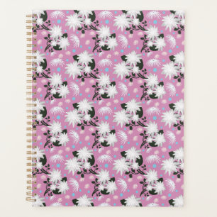 Agenda Padrão Floral Botânico em Branco Elegante