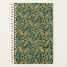 Agenda Padrão floral botânico estilizado em laranja e pre