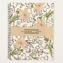 Padrão Floral Botânico Rosa Verde Semanal Mensal