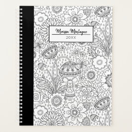 Agenda Padrão Floral Branco-Branco-Bonito