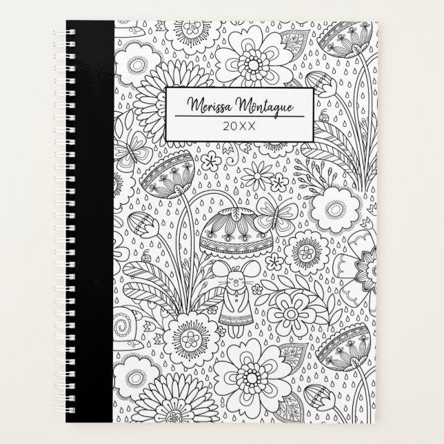 Agenda Padrão Floral Branco-Branco-Bonito (Frente)