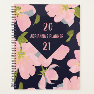 Agenda Padrão Floral Brilhante Anualmente