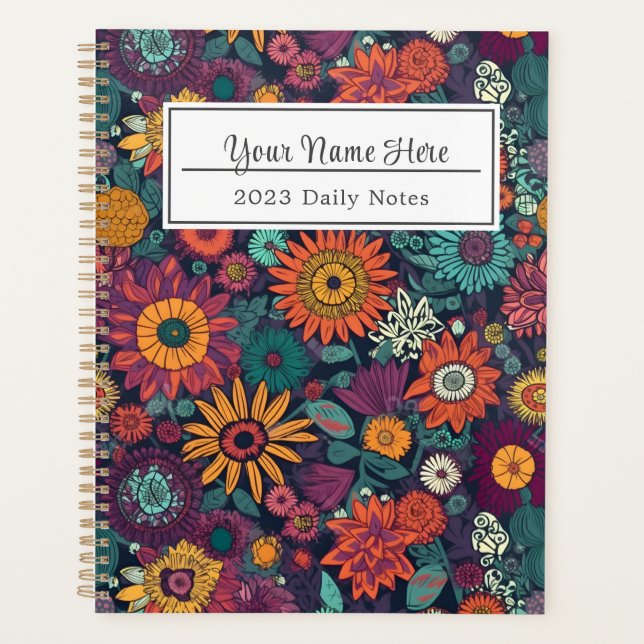 Agenda Padrão Floral, Buquê de Flores Coloridas (Frente)