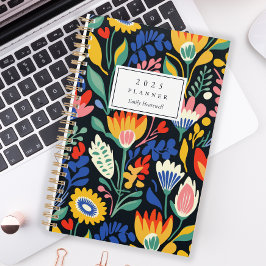 Agenda Padrão Floral Colorido e Ousado Personalizado 2025