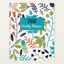 Agenda Padrão Floral Colorido Verde Lima Azul e Laranja