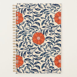 Agenda Padrão floral contínuo com flor laranja vibrante