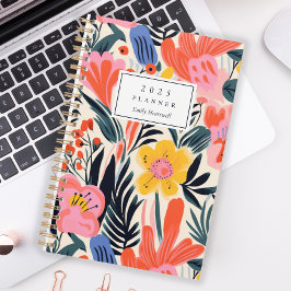 Agenda Padrão Floral Cor-de-Rosa Amarelo Personalizado 20