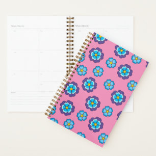 Agenda Padrão Floral Cor-de-Rosa Azul