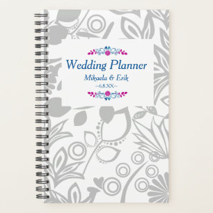 Agenda Padrão Floral Cor-de-Rosa Escandinavo