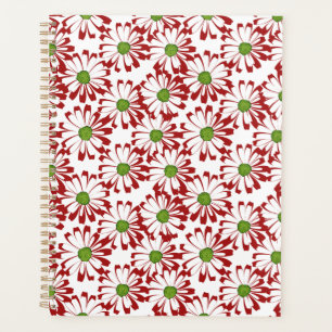 Agenda Padrão Floral da Margarida Vermelha e Verde Natal
