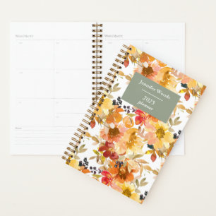 Agenda Padrão Floral de Aquarela do outono Personalizado