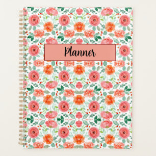 Agenda Padrão Floral de Aquarela Sem Costura em Tons de P