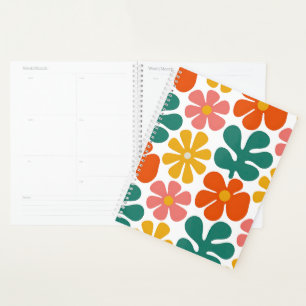 Agenda Padrão Floral de Arte Popular Groovy dos Anos 70