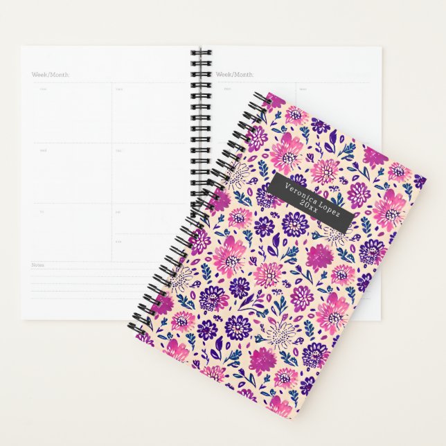 Agenda Padrão Floral de Boho Purple (Exibição)