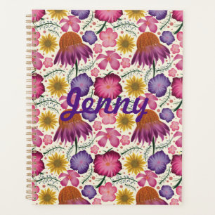 Agenda Padrão Floral de Flor Selvagem Personalizado