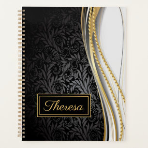 Agenda Padrão Floral de Folha Monograma