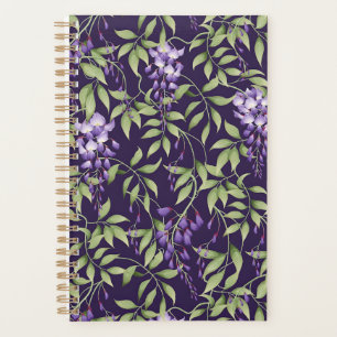 Agenda Padrão Floral de Folhas Verdes e Wisteria