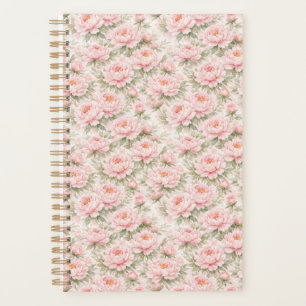 Agenda Padrão Floral de Peônia em Aquarela Suave Sem Cost