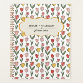 Agenda Padrão Floral de Tulipa Moderna Botânica Suave Pri