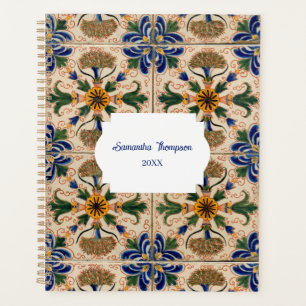 Agenda Padrão Floral de Vintage Mediterrâneo Personalizad