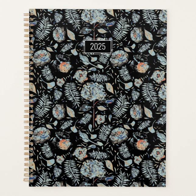 Agenda Padrão Floral do Planner 2025 Hydrangea (Frente)