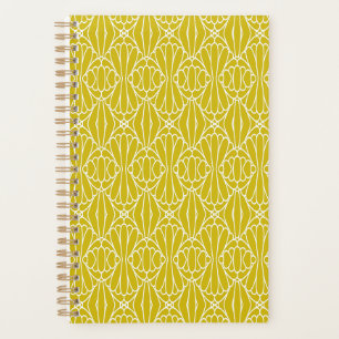 Agenda Padrão Floral Elegante com Folhas Vermelhas e Azui