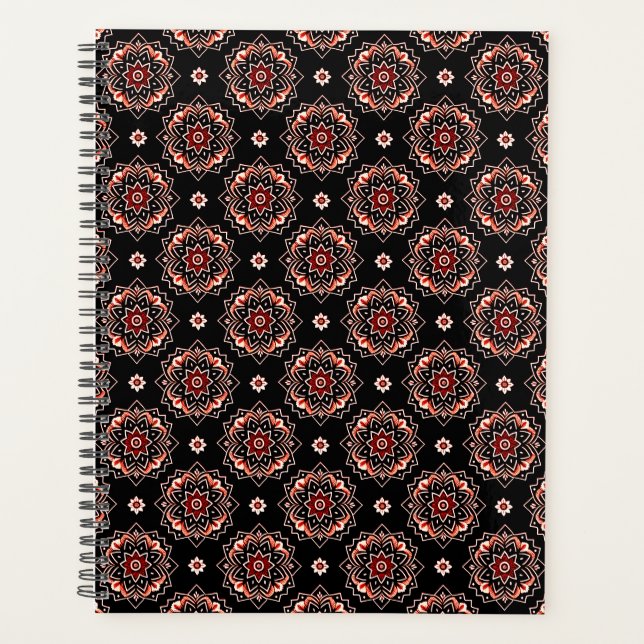 Agenda Padrão Floral Elegante Mandala Boho (Frente)