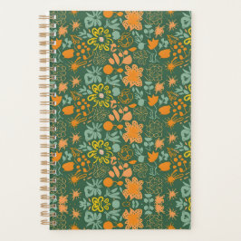 Agenda Padrão floral em um fundo verde escuro