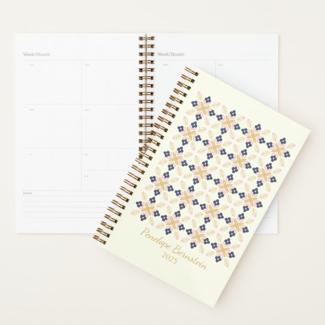 Agenda Padrão Floral Escandinavo bonito Personalizado (Exibição)