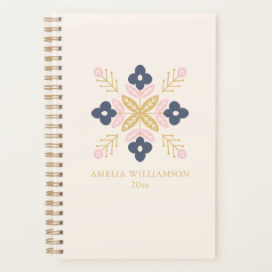 Agenda Padrão Floral Escandinavo Nome Personalizado
