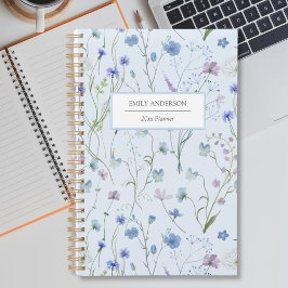 Agenda Padrão Floral Flor Silvestre Bonito Roxo Azul 2026