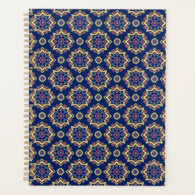 Agenda Padrão Floral Geométrico Boho (Frente)