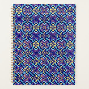 Agenda Padrão Floral Geométrico de Boho Vibrante