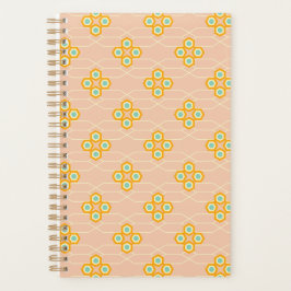 Agenda Padrão floral hexagonal de fundo de pêssego