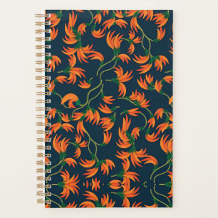Agenda Padrão Floral Laranja Fluido