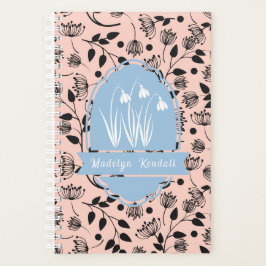 Agenda Padrão Floral Laurenciano Rosa Suave Nome Personal