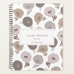 Agenda Padrão Floral Moderno Elegante Doula Rosa Taupe