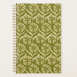 Agenda Padrão Floral Moderno: Flores de Umbela Brancas