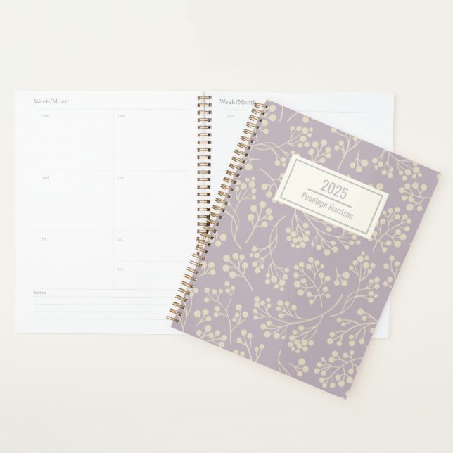 Agenda Padrão Floral Moderno na moda Lilac Personalizado (Exibição)