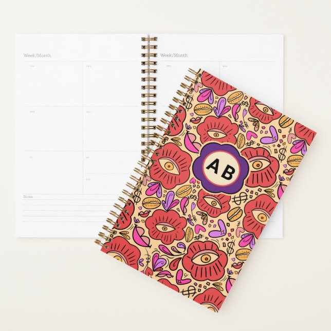 Agenda Padrão Floral Olho da Sorte (Exibição)