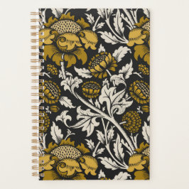 Agenda Padrão floral ornamentado com grandes flores doura