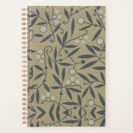 Agenda Padrão floral ornamentado com videiras azul-escura