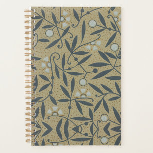 Agenda Padrão floral ornamentado com videiras azul-escura