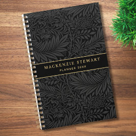 Agenda Padrão Floral Preto Elegante 2026
