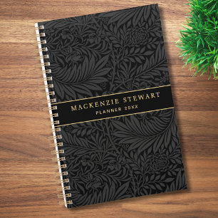 Agenda Padrão Floral Preto Elegante 2026