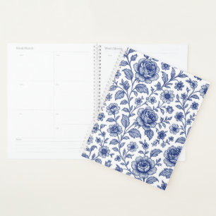 Agenda Padrão Floral Real de Rosas Azuis
